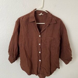 Deiji Studios Brown Button-Up Shirt Size S/M